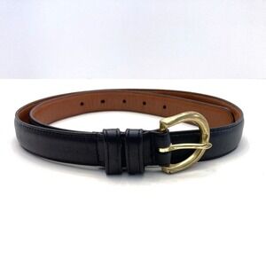 Vtg Coach Black Glove Leather Belt Brass Buckle Medium 28-32 in 7/8" Cowhide